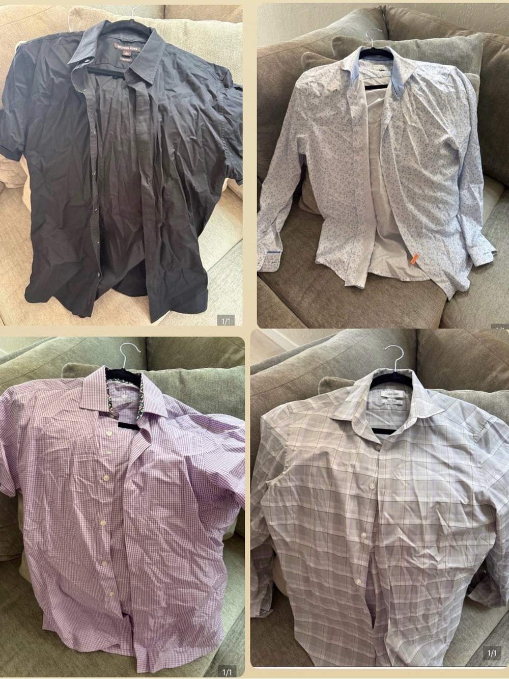 Bundle of Men's Dress Shirt Bundle - Black, Light Blue, Lavender, Gray Plaid